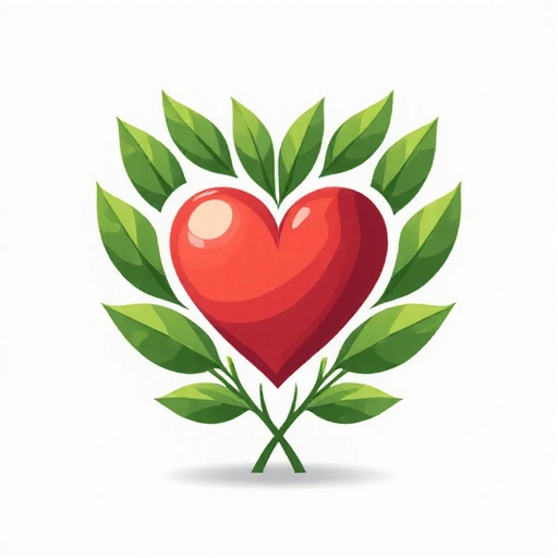 Icona di un cuore stilizzato con foglie per la salute cardiovascolare