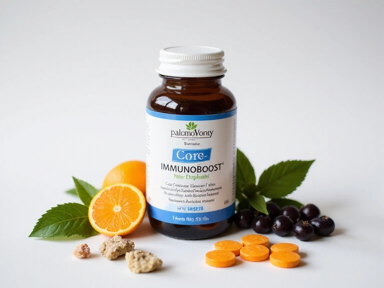 Bottiglia di PalermoTonixCore ImmunoBoost con ingredienti naturali