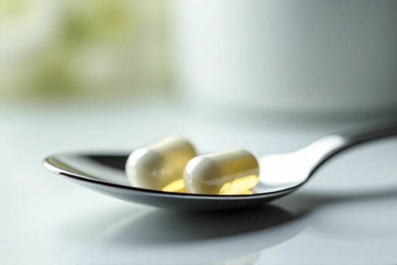 Capsule di ImmunoBoost su cucchiaio