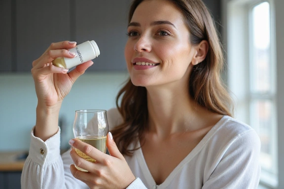 Donna che assume una capsula di ImmunoBoost