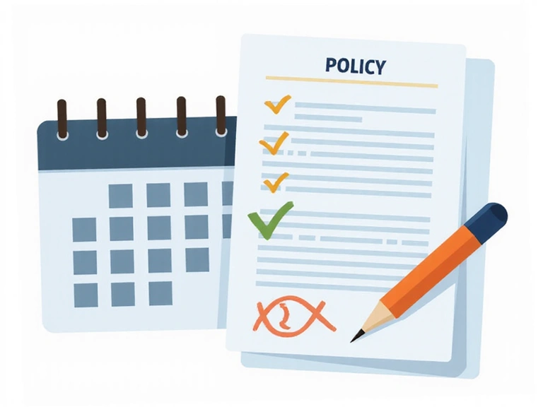 Un calendario con date evidenziate e una penna, che simboleggia gli aggiornamenti regolari di una politica.