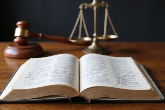 Libro di legge aperto su una scrivania